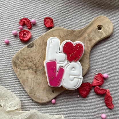 LOVE in Bubble Font 3D Cookie Stamp and Cutter - suitable for two tone effect