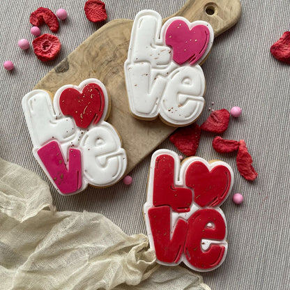 LOVE in Bubble Font 3D Cookie Stamp and Cutter - suitable for two tone effect