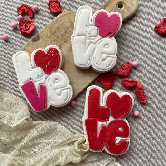 LOVE in Bubble Font 3D Cookie Stamp and Cutter - suitable for two tone effect