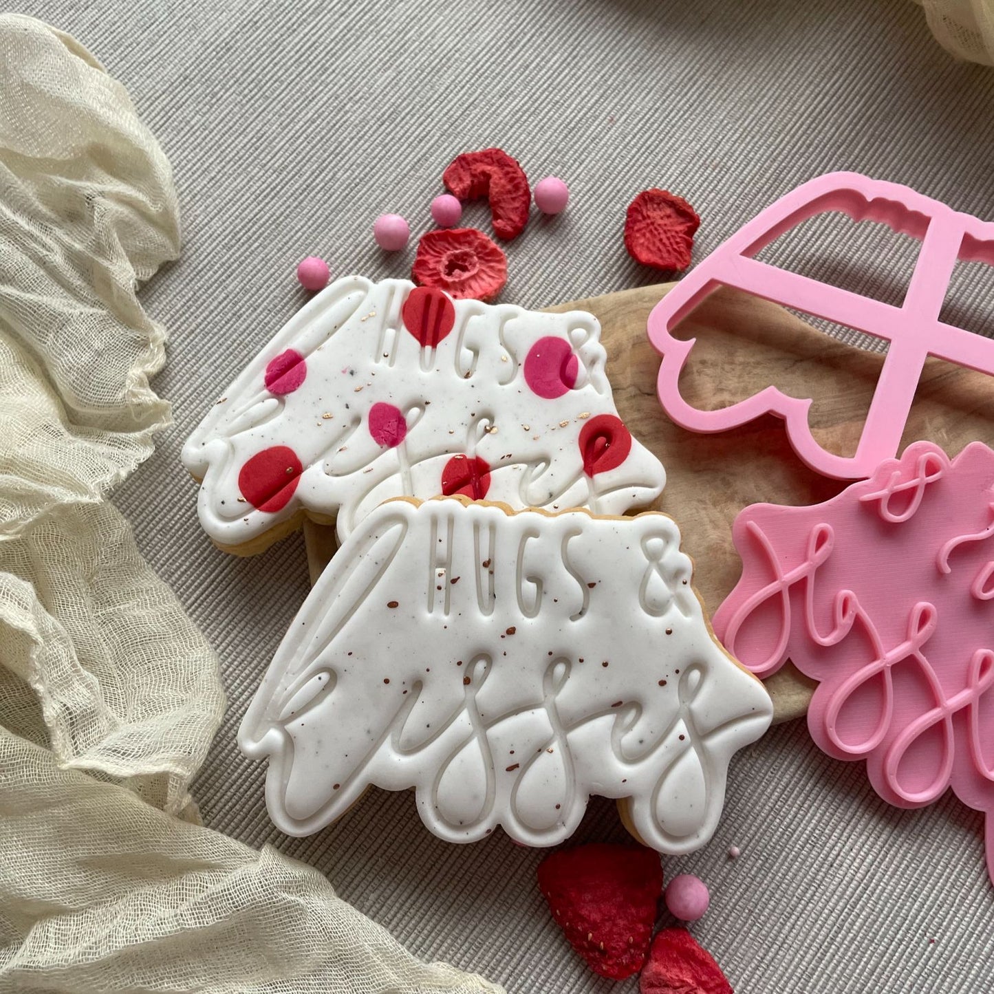 Hugs and Kisses Style 2 Valentine's Cookie Cutter and Stamp