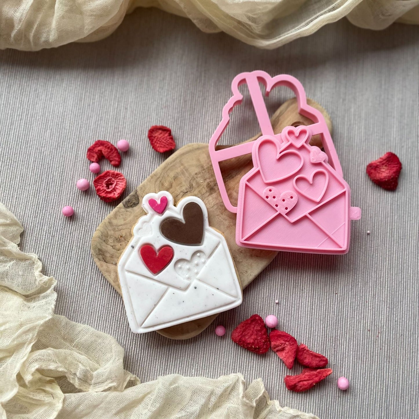 Envelope of Hearts Valentine's Cookie Cutter and Stamp