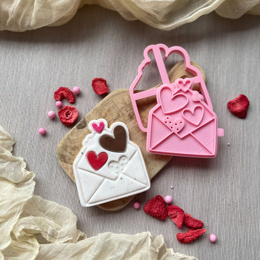 Envelope of Hearts Valentine's Cookie Cutter and Stamp