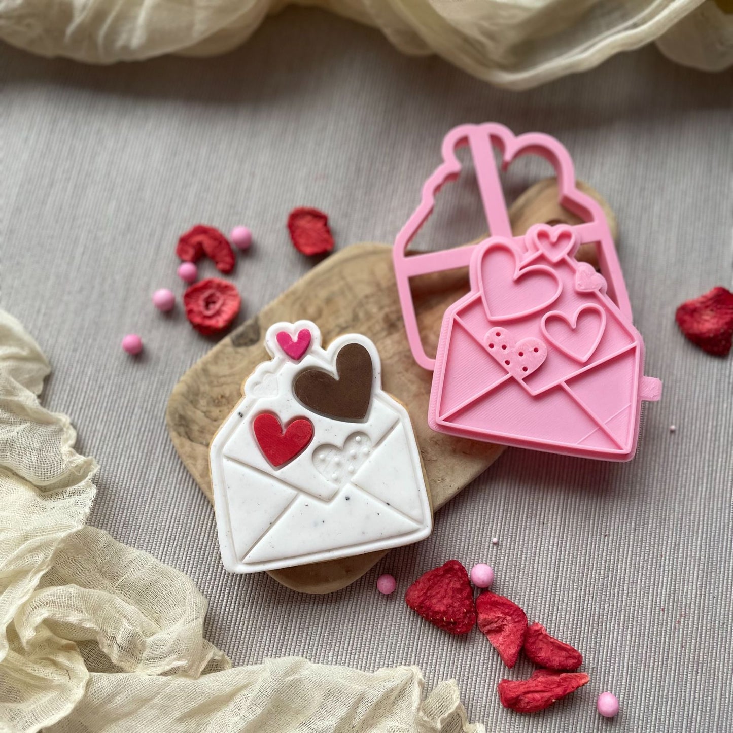 Envelope of Hearts Valentine's Cookie Cutter and Stamp