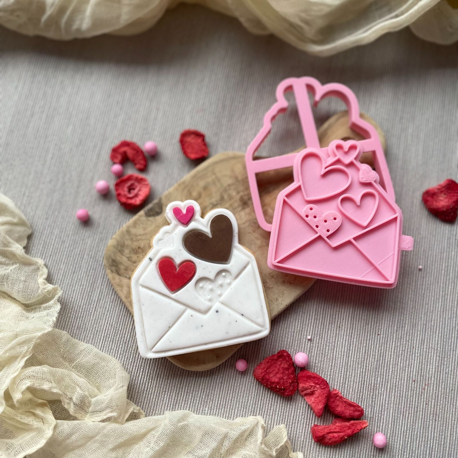 Envelope of Hearts Valentine's Cookie Cutter and Stamp