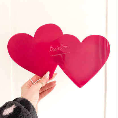 Double Heart Ganache Plates - Set of 2 - Heart Shaped Cake Template