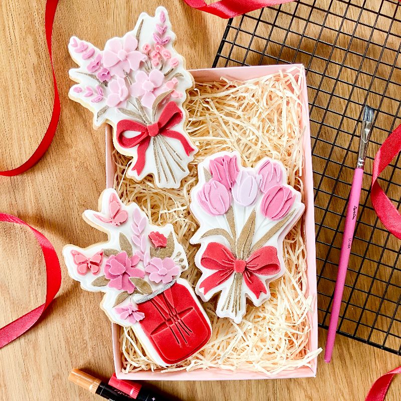 Spring Meadow Jar of Flowers Large 3D Cookie Stamp and Cutter - suitable for two tone effect