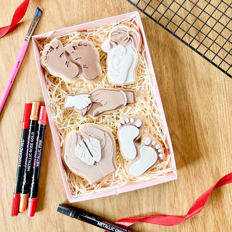 Mothers Hands holding Babies Feet 3D Cookie Stamp and Cutter - suitable for two tone effect