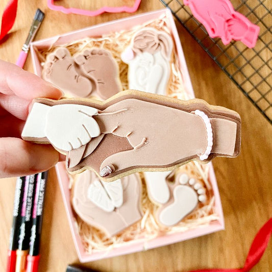 Mother and Child Holding Hands 3D Cookie Stamp and Cutter - suitable for two tone effect
