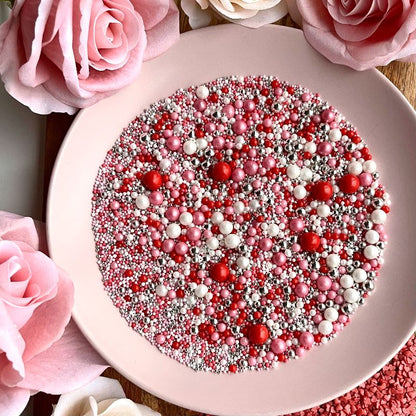 Love Potion Pinks and Silver Pearl Mix Ball Sprinkles - Valentine's Sprinkles