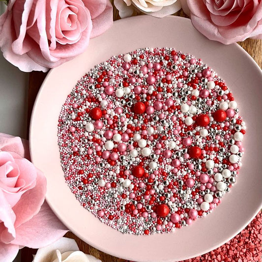 Love Potion Pinks and Silver Pearl Mix Ball Sprinkles - Valentine's Sprinkles