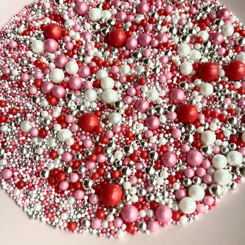 Love Potion Pinks and Silver Pearl Mix Ball Sprinkles - Valentine's Sprinkles