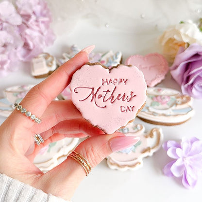 Happy Mother's Day Heart Cookie Stamp and Cutter