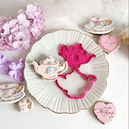 Elegant Tea Pot 3D Cookie Stamp and Cutter - suitable for two tone effect