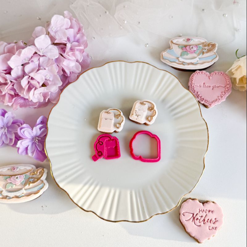 Mini Tea Bag 3D Cookie Stamp and Cutter - suitable for two tone effect