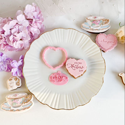 Happy Mother's Day Heart Cookie Stamp and Cutter