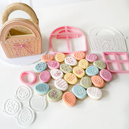 3D Easter Egg Basket Set Cookie Cutter and Embosser