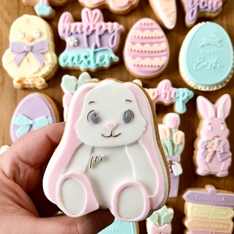 Floppy Eared Teddy Rabbit Easter 3D Cookie Stamp and Cutter - suitable for two tone effect