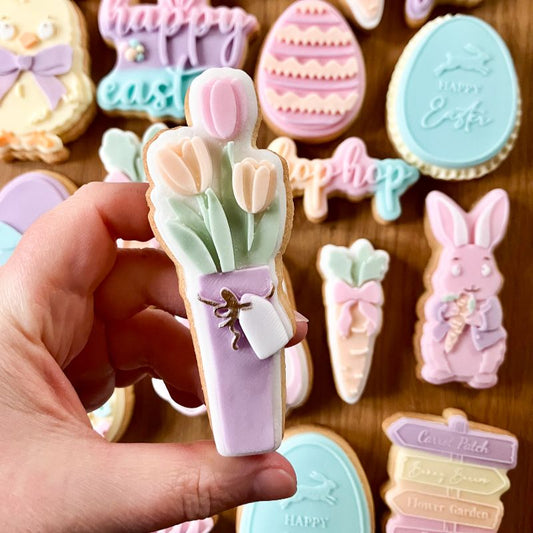 Mini Vase of Flowers 3D Cookie Stamp and Cutter - suitable for two tone effect