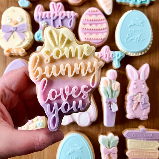 Some Bunny Loves You Easter 3D Cookie Stamp and Cutter - suitable for two tone effect