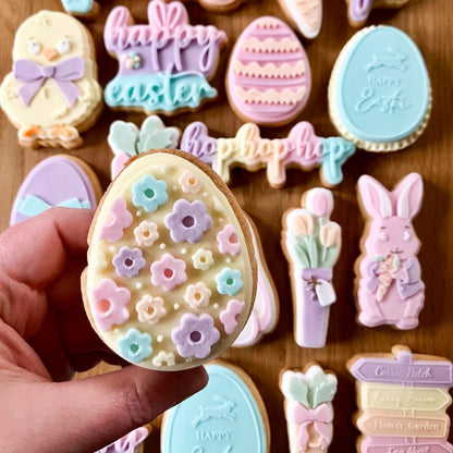 Easter Egg with Flowers 3D Cookie Stamp and Cutter - suitable for two tone effect