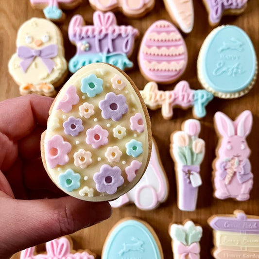 Easter Egg with Flowers 3D Cookie Stamp and Cutter - suitable for two tone effect