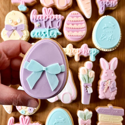 Easter Egg with Elegant Bow 3D Cookie Stamp and Cutter - suitable for two tone effect