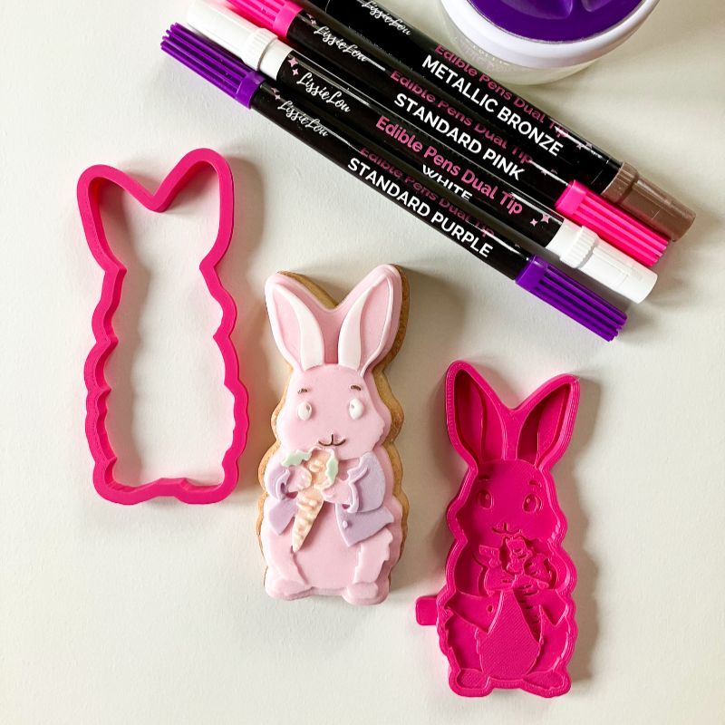 Easter Rabbit with Carrot 3D Cookie Stamp and Cutter - suitable for two tone effect
