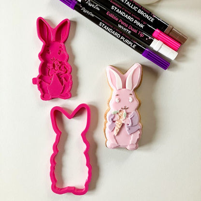 Easter Rabbit with Carrot 3D Cookie Stamp and Cutter - suitable for two tone effect