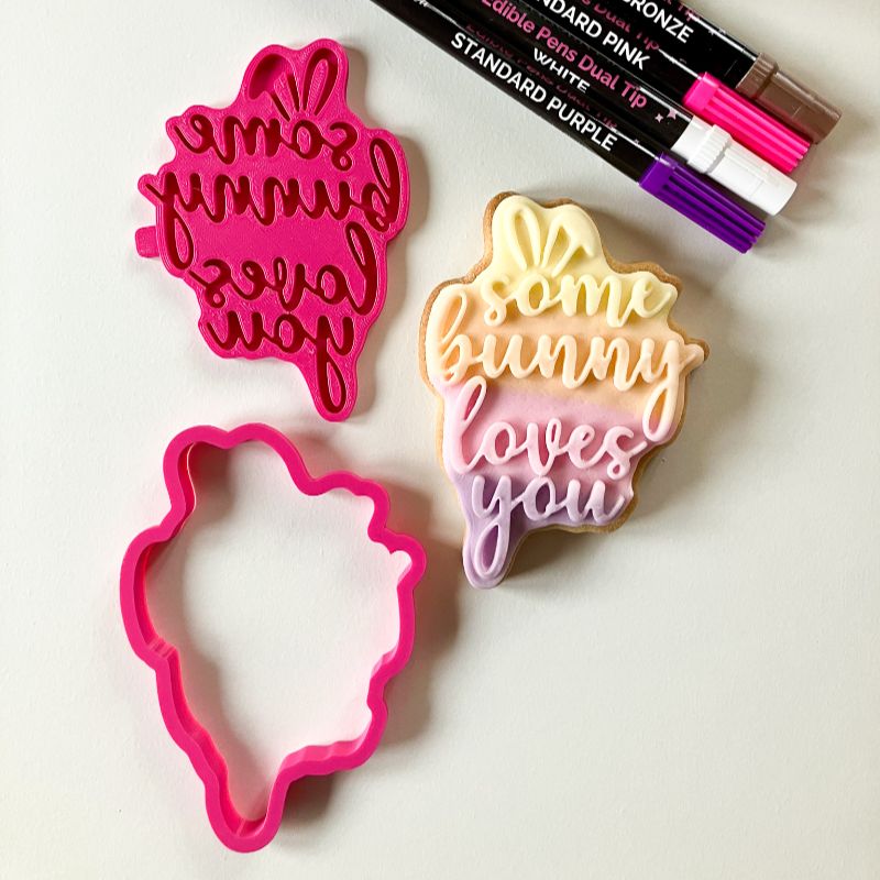 Some Bunny Loves You Easter 3D Cookie Stamp and Cutter - suitable for two tone effect