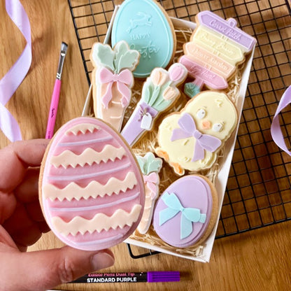 Patterned Easter Egg 3D Cookie Stamp and Cutter - suitable for two tone effect