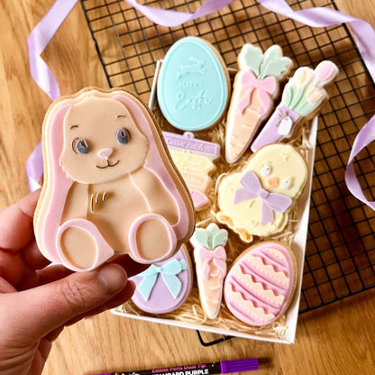 Floppy Eared Teddy Rabbit Easter 3D Cookie Stamp and Cutter - suitable for two tone effect