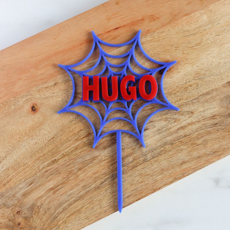 Spider Web and Custom Name Cake Topper or Cake Motif Double Layer Premium 3mm Acrylic