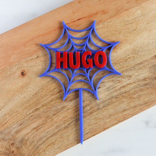 Spider Web and Custom Name Cake Topper or Cake Motif Double Layer Premium 3mm Acrylic