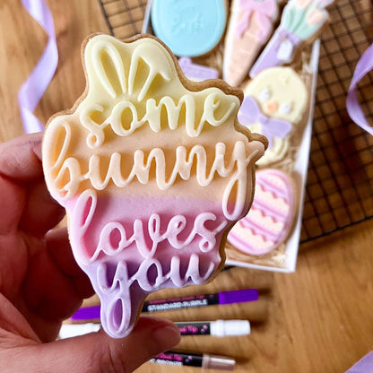 Some Bunny Loves You Easter 3D Cookie Stamp and Cutter - suitable for two tone effect