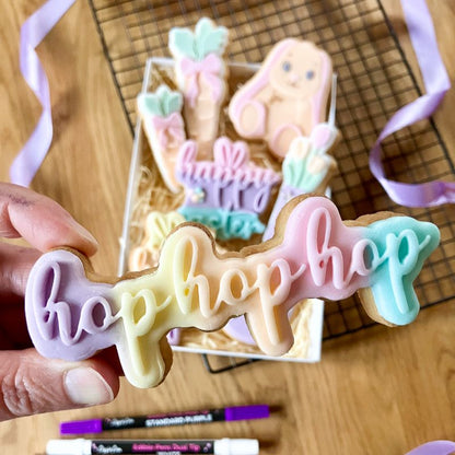 Hop Hop Hop Easter 3D Cookie Stamp and Cutter - suitable for two tone effect