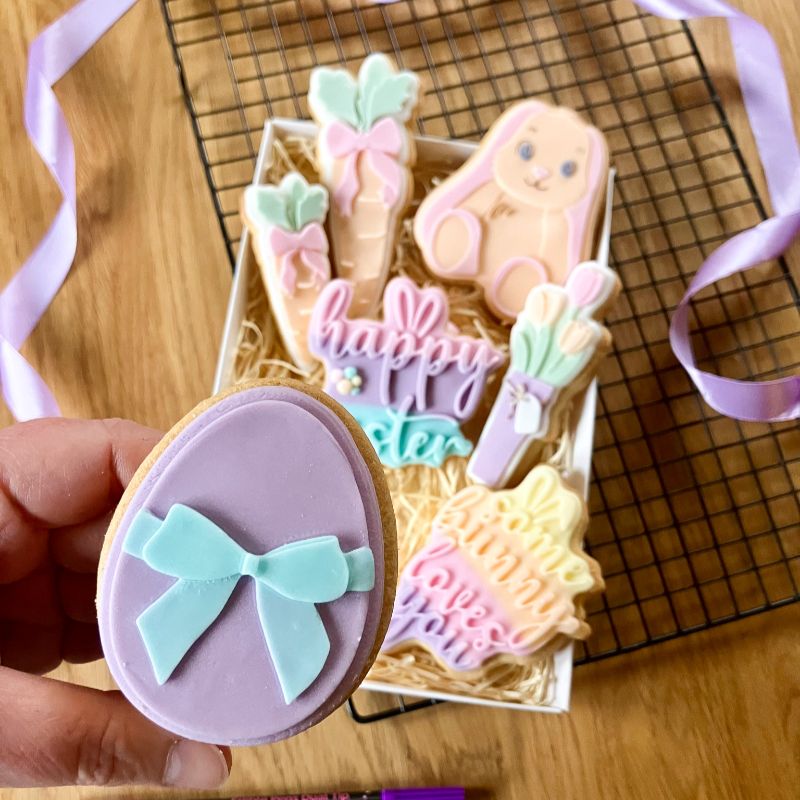 Easter Egg with Elegant Bow 3D Cookie Stamp and Cutter - suitable for two tone effect