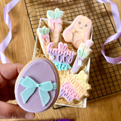 Easter Egg with Elegant Bow 3D Cookie Stamp and Cutter - suitable for two tone effect