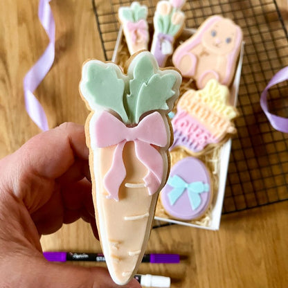 Carrot with Elegant Bow Easter 3D Cookie Stamp and Cutter - suitable for two tone effect
