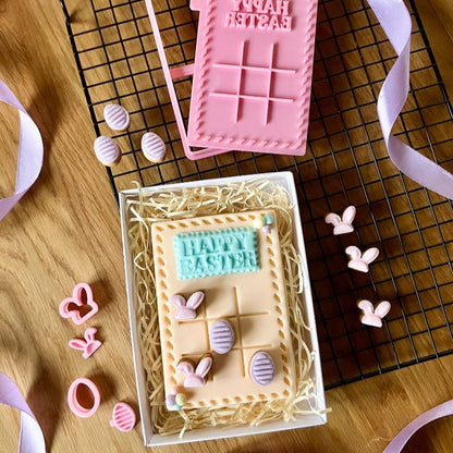 Noughts and Crosses Easter Tic Tac Toe Set Cookie Cutter and Stamp