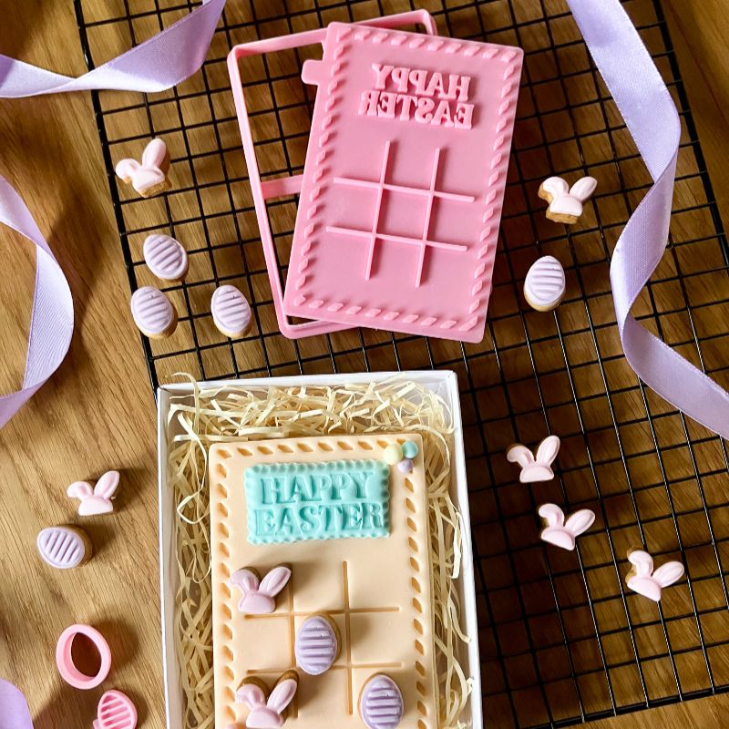 Noughts and Crosses Easter Tic Tac Toe Set Cookie Cutter and Stamp