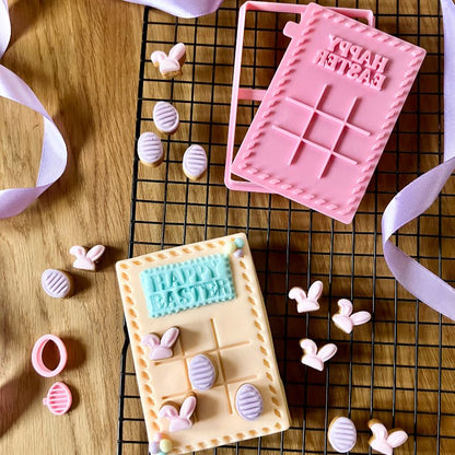 Noughts and Crosses Easter Tic Tac Toe Set Cookie Cutter and Stamp