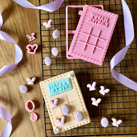 Noughts and Crosses Easter Tic Tac Toe Set Cookie Cutter and Stamp