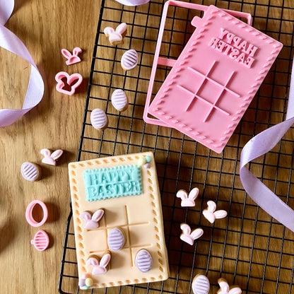 Noughts and Crosses Easter Tic Tac Toe Set Cookie Cutter and Stamp