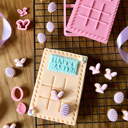 Noughts and Crosses Easter Tic Tac Toe Set Cookie Cutter and Stamp