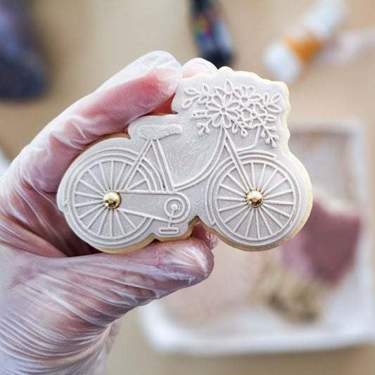 Bicycle with Flowers Floral Cookie Cutter and Embosser