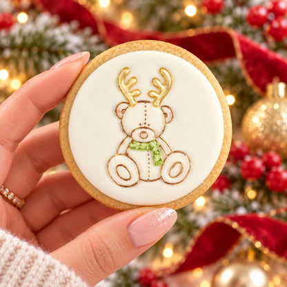 Reindeer Sitting Teddy Bear Christmas Cookie Embosser