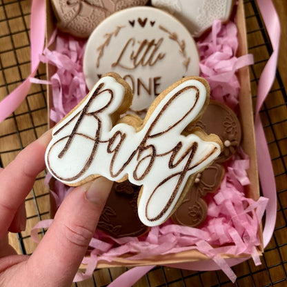 Baby in Florence Font Baby Shower Cookie Cutter and Embosser