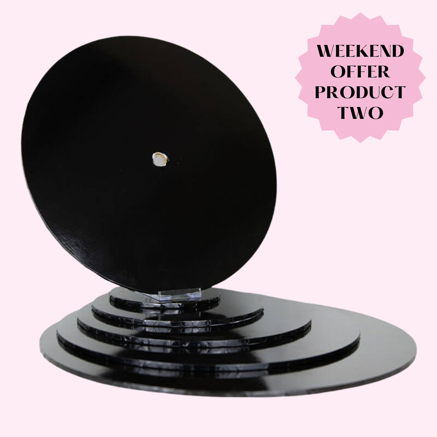 PINK WEEKEND OFFER 2: 14 inch Black Shiny Cake Boards