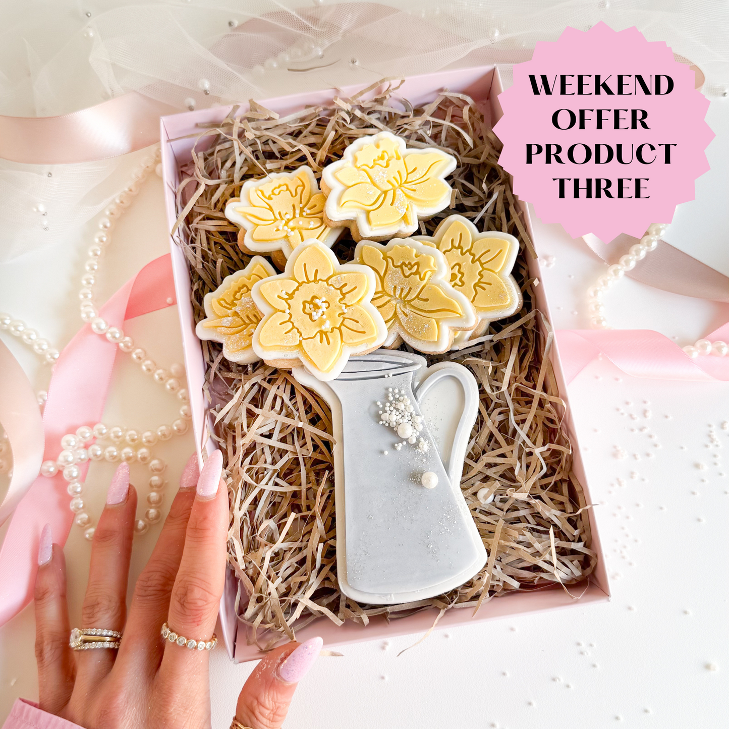 PINK WEEKEND OFFER 3: Daffodil Jug Flower Set Easter Spring Cookie Cutters & Stamps