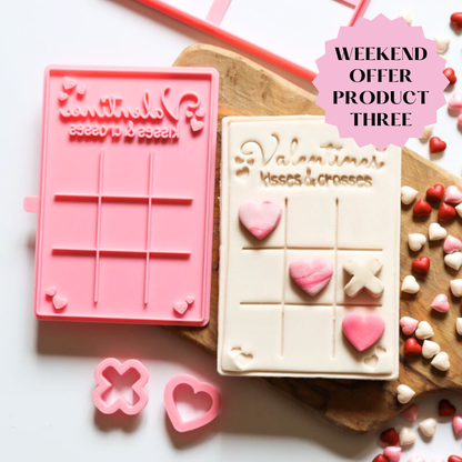 PINK WEEKEND OFFER PRODUCT 3: Valentine's Kisses and Crosses Set Cookie Cutter and Stamp